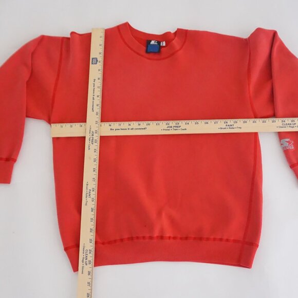 Vintage Starter Red Crewneck Sweatshirt 80s One Pound Fleece Retro Sport Style M - Picture 3 of 9